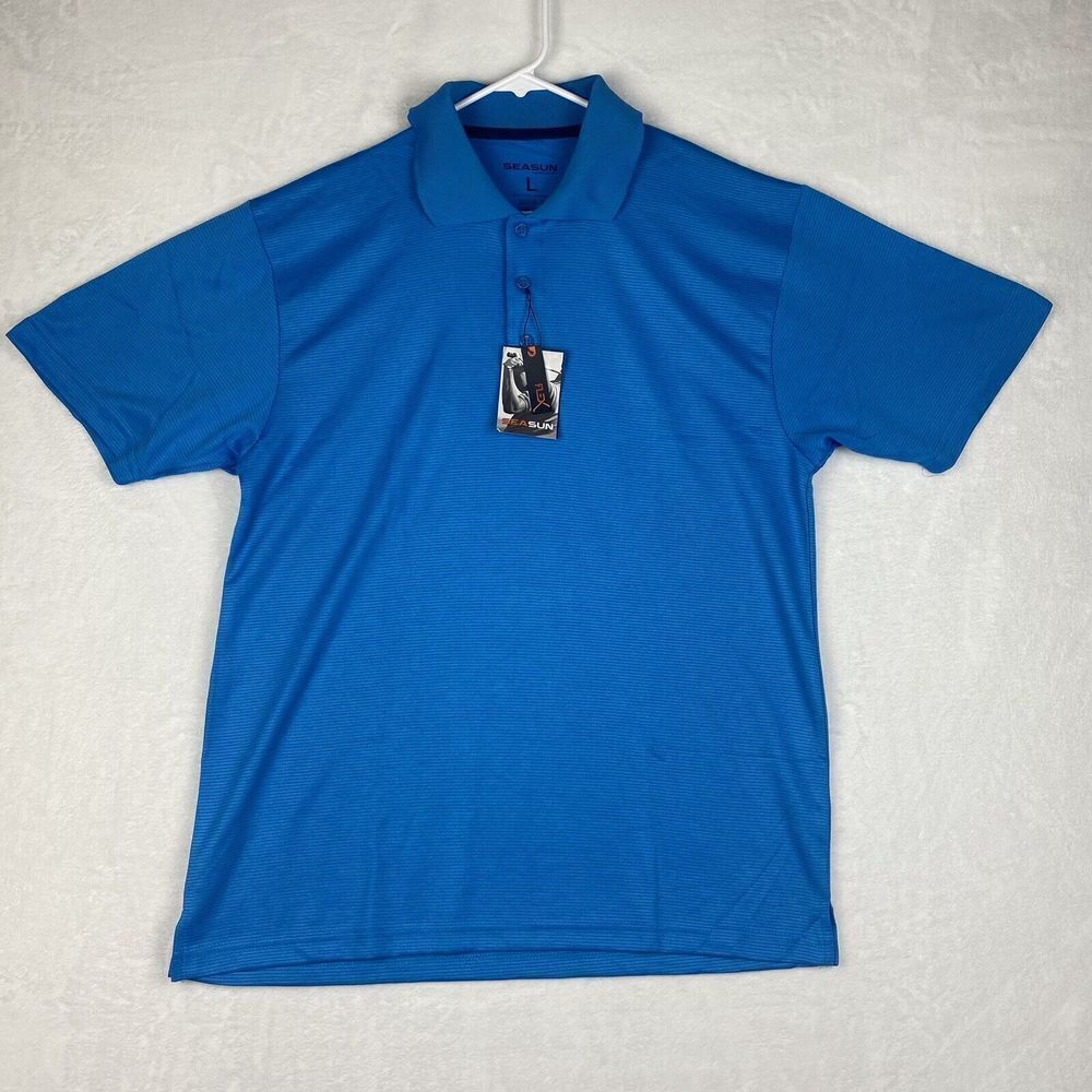 Sea Sun Golf Polo Shirt Mens Large Blue Short Sleeve Casual
